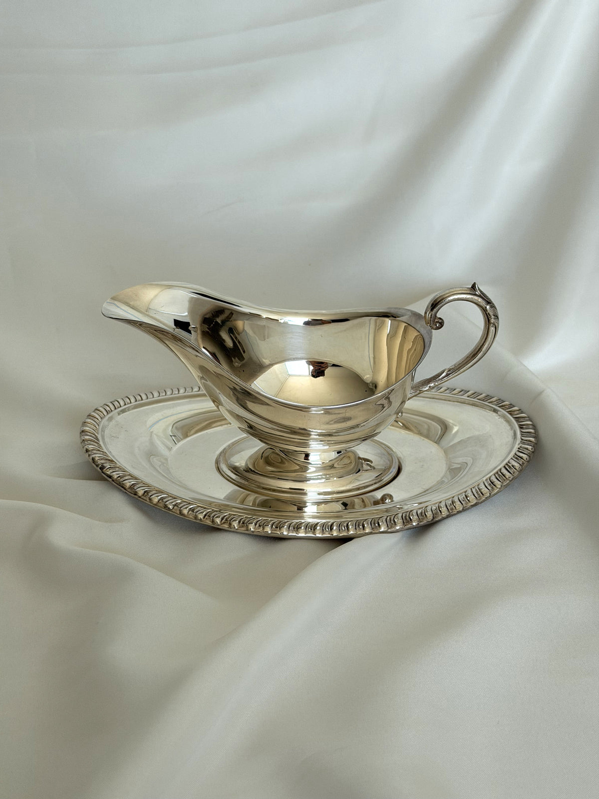 Silver-Tone Gravy Boat with Underplate - view 1