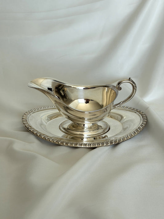 Silver-Tone Gravy Boat with Underplate - view 1